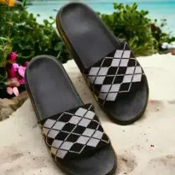 kapani fashion Checked Sliders with Knitted Upper-picture-15