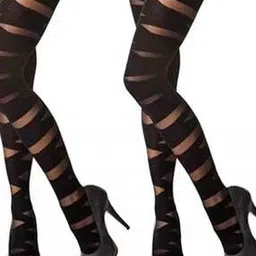 Women Pack of 2 Striped Pantyhose Stocking-image-51