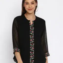 mayra Floral Embroidered Top with Bracelet Sleeves-picture-51