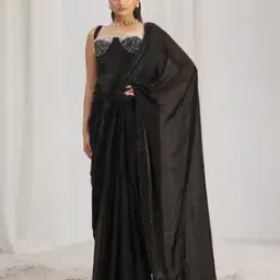 fusionic Women Organza Saree With Hand-Embroidered Blouse-picture-29