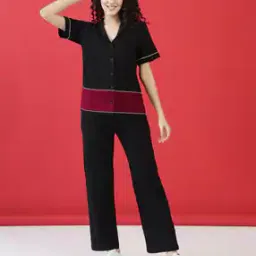 prrodality Women Colourblock Shirt & Tack Pants Set-picture-34