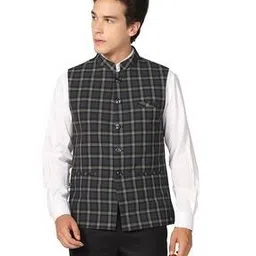 tahvo Mandarin Collared Checked Nehru jacket-picture-29