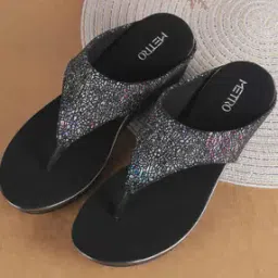 metro Women Embellished Thong-Strap Wedges -picture-11