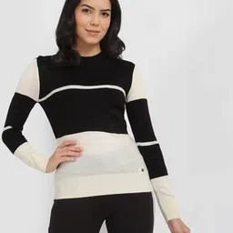 allen solly Women Colourblock High-Neck Pullover-picture-30