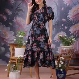 ptvize Women Floral Print Fit and Flare Dress-picture-38