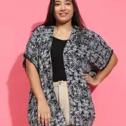 oxolloxo Women Printed Relaxed Fit Shrug with Short Sleeves-picture-39