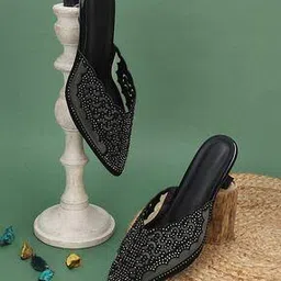 ishransh Women Embellished Slip-On Kitten-Heeled Sandals-picture-32