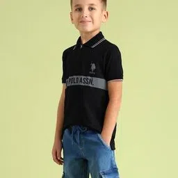 Boys Brand Print Regular Fit Cotton Polo T-Shirt-image-32