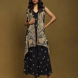 ritu kumar Botanic Print Dress with Cape-picture-35