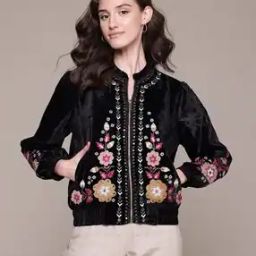label ritu kumar Tressa Velvet Bomber Jacket-picture-46