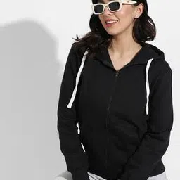 campus sutra Zip-Front Hoodie with Split-Kangaroo Pockets-picture-20