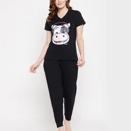 clovia Graphic Print T-shirt & Pyjamas Set-picture-24