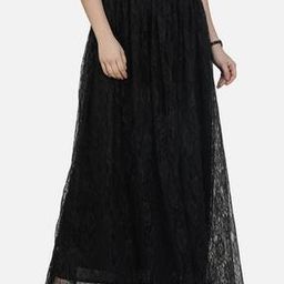 cation Lace Flared Skirt with Elasticated Waist-picture-1