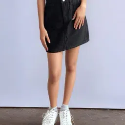 outzidr global Women Mini A-Line Denim Skirt image 1