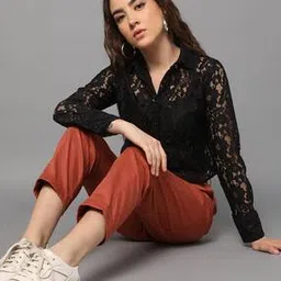 fyre rose Lace Slim Fit Crop Shirt-picture-12