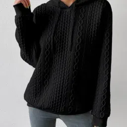 hivora Women Cable-Knit Regular Fit Hooded Top image 1