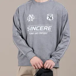 Shein Drop Shoulder Typographic Chest Print Sweatshirt image 1