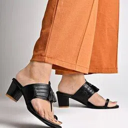 Women Chunky Heeled Sandals with Tasseled Accent-image-13