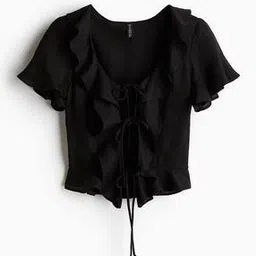 h&m Women Regular Fit Tie-Up Neck Top-picture-47