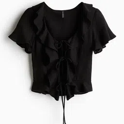 h&m Women Regular Fit Tie-Up Neck Top image 1