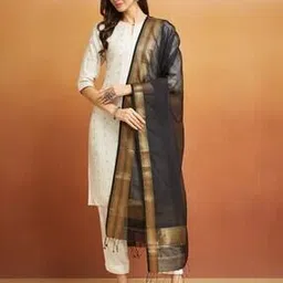 fabindia Women Zari Woven Dupatta with Tassels-picture-23