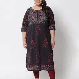 Women Plus Size Floral Print Straight Kurti-image-53