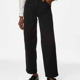 marks & spencer Cotton Rich Relaxed Straight Trousers-picture-36