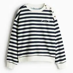 h&m Women Oversized Fit Slip On Stripes Sweatshirt-picture-20