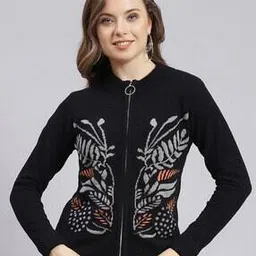 monte carlo Patterned-Knit Zip-Front Cardigan-picture-15