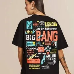 Women Typographic Print Oversized Crew-Neck T-Shirt-image-3