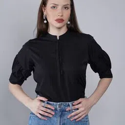 ives High-Neck Top with Puff Sleeves-picture-35