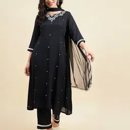 azira Embroidered Straight Kurta Suit Set-picture-34