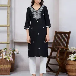 nyrika Women Embroidered Straight Kurti image 1