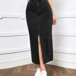 aahwan x ag Women Straight Denim Skirt with Insert Pockets image 1