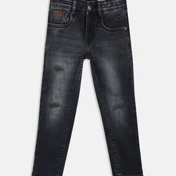 blue giraffe Lightly Washed Distressed Slim Fit Jeans-picture-18