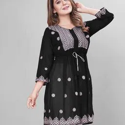 weavetech impex Floral Embroidered A-Line Kurti-picture-23