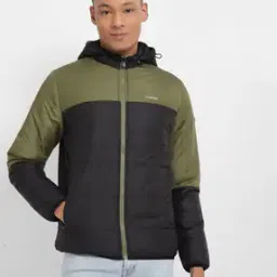 allen solly Men Colourblock Regular Fit Hooded Quilted Jacket-picture-11