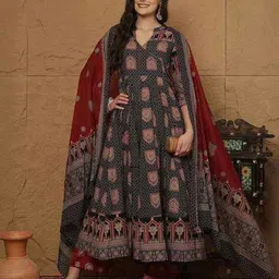 gulmohar jaipur Cotton Calf Length Anarkali Kurta Set image 1