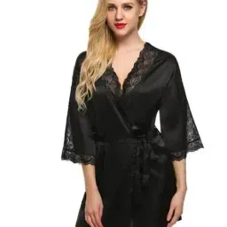 newba Women Night Robe with Tie-Up image 1