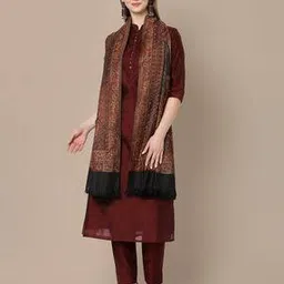 indie picks Pashmina Wool Kani Kalamkari & Kashmiri Handloom Shawl with Tassels-picture-25