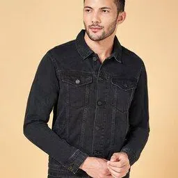 people by pantaloons Men Washed Denim Jacket with Flap Pockets-picture-20