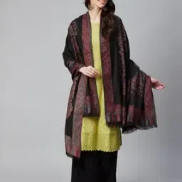 weavers villa Floral Woven Shawl with Fringes-picture-14