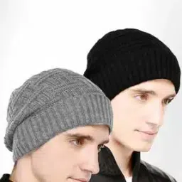 bharatasya Pack of 2 Textured Beanies-picture-16