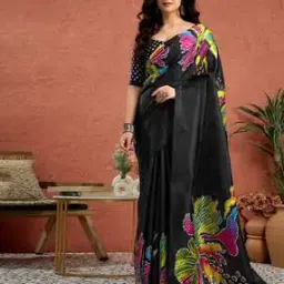 satrani Women Traditional Saree with Unstitched Blouse Piece           -picture-13