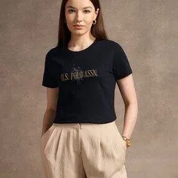 u.s. polo assn. Women Brand Print Regular Fit Round-Neck T-Shirt-picture-36