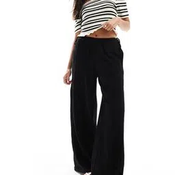 asos design Women Textured Tie Side Wide-Leg Trousers-picture-29