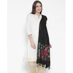 weavers villa Animal Print Stole with Tassels-picture-27