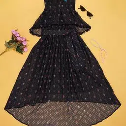 yu by pantaloons Girls Floral Fit & Flare Dress with Round Neck-picture-16