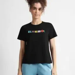 reebok Women Micro Print Crew-Neck T-Shirt-picture-18