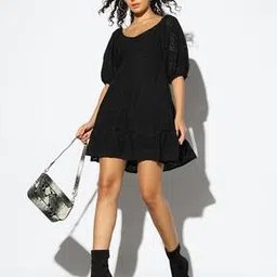 Empire Waist Dress with Short Balloon Sleeves-image-15